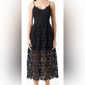 NWT Endless Rose Dress Medium Black Floral Cutout Lace Midi Sleeveless Long